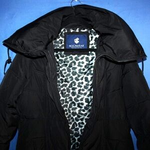 Rocawear Classic Puffer Jacket Black - Leopard Print Lining
